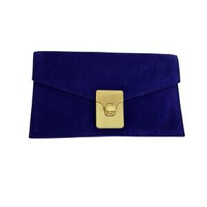 Talbots Suede Envelope Clutch Bag Gold Tone Clasp Purple NWT